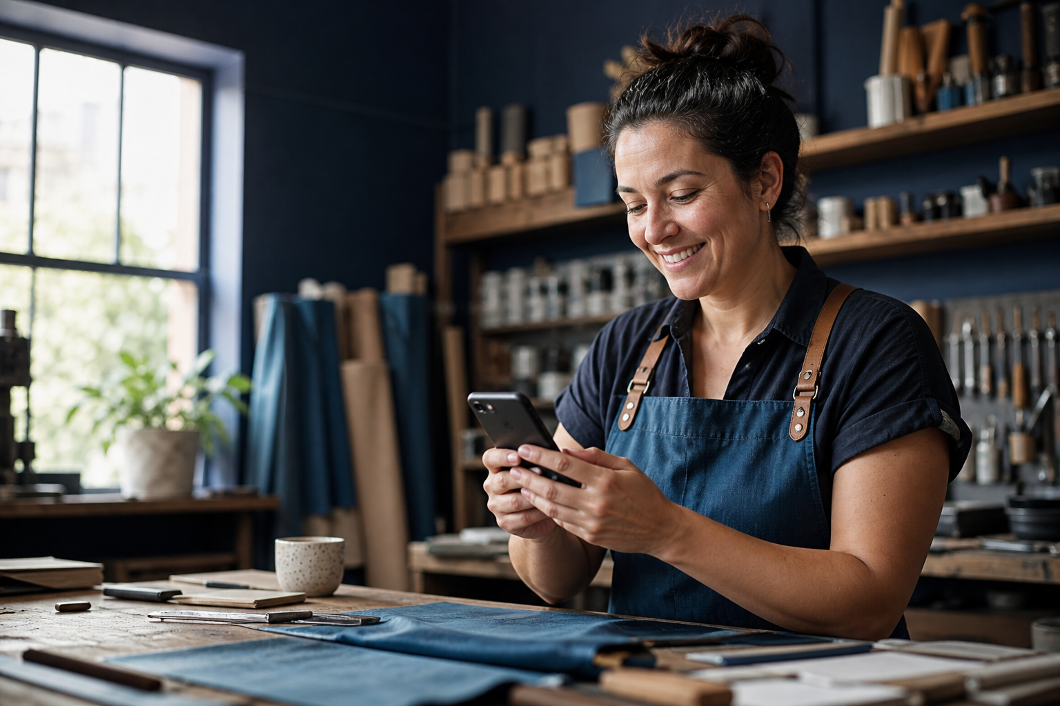 Local business owner responding to a customer message